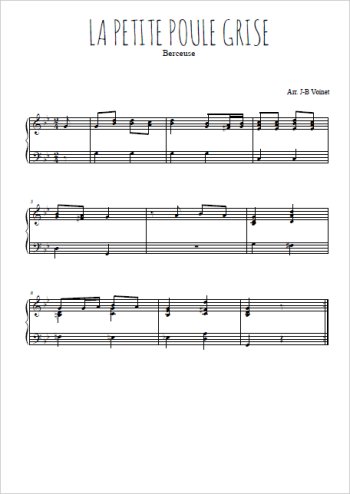 Téléchargez l'arrangement pour piano de la partition de La petite poule grise en PDF
